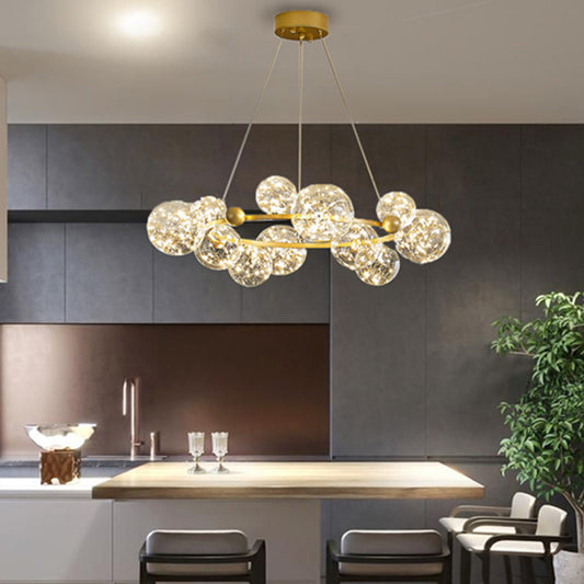 Modern Ball Shaped LED Chandelier Pendant Light Clear Glass Dining Room Hanging Light in Gold Clearhalo 'Ceiling Lights' 'Modern Pendants' 'Modern' 'Pendant Lights' 'Pendants' Lighting' 2162505