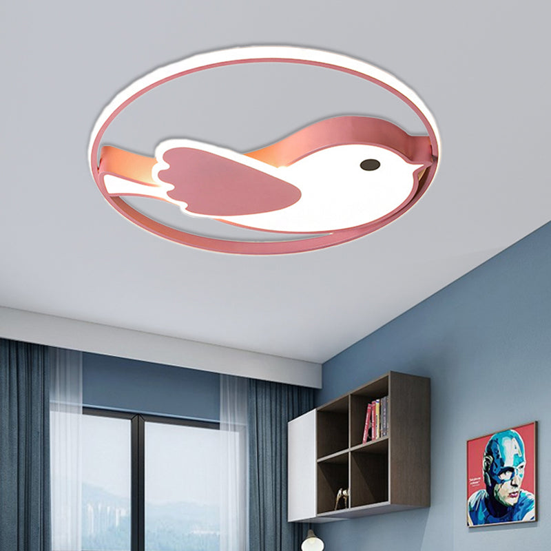 Cartoon Style LED Flush Mount Lamp with Acrylic Shade Pink Flushmount Lighting for Bedroom, 18"/21.5" Diameter Clearhalo 'Ceiling Lights' 'Close To Ceiling Lights' 'Close to ceiling' 'Flush mount' Lighting' 216254