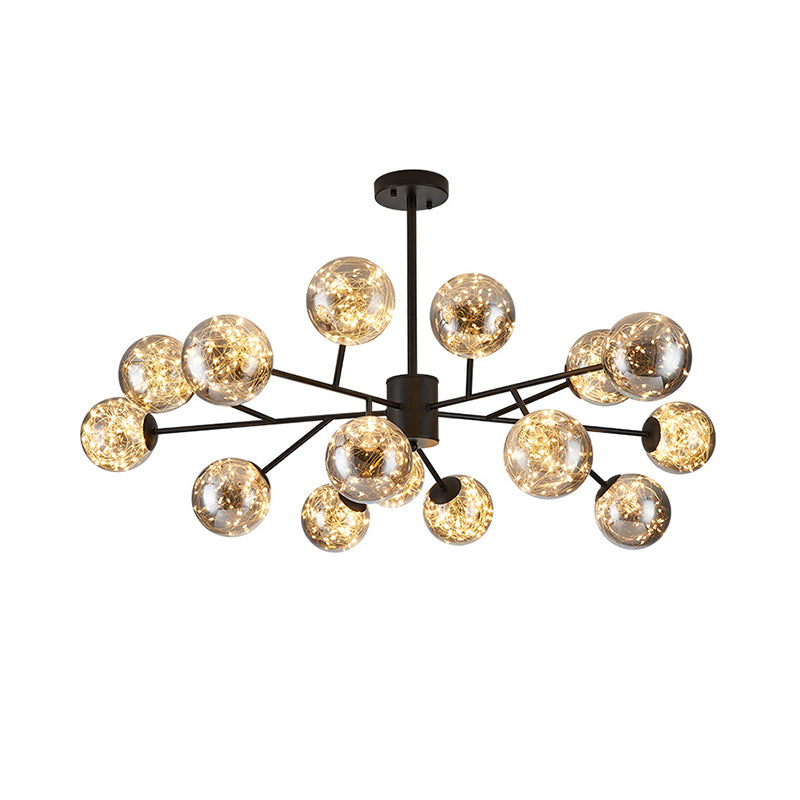 Clear Glass Sphere Ceiling Lighting Modern Style LED Chandelier Light Fixture for Living Room Clearhalo 'Ceiling Lights' 'Chandeliers' Lighting' options 2162581