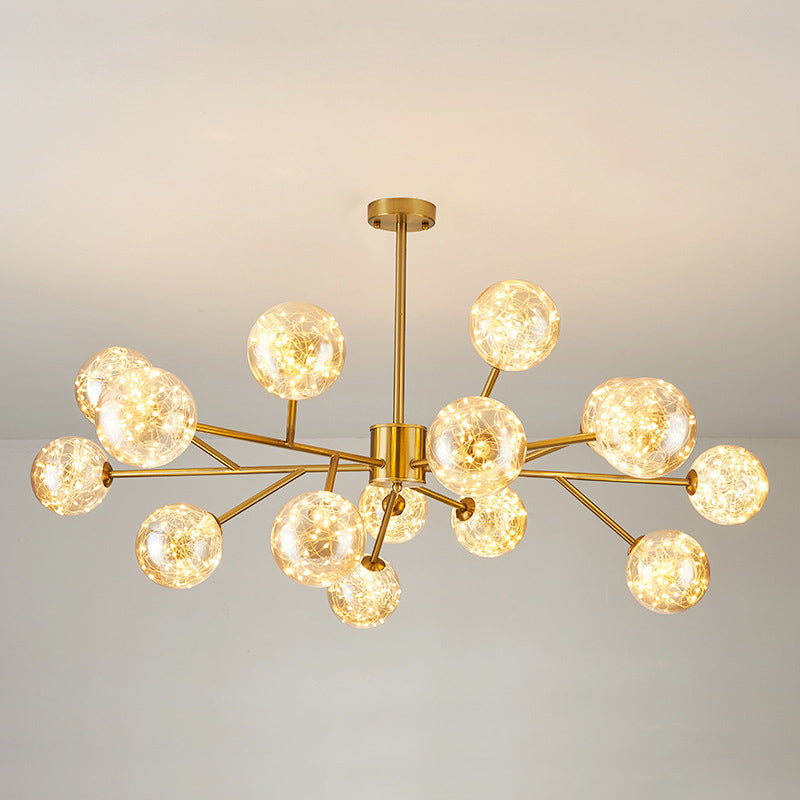 Clear Glass Sphere Ceiling Lighting Modern Style LED Chandelier Light Fixture for Living Room Clearhalo 'Ceiling Lights' 'Chandeliers' Lighting' options 2162583