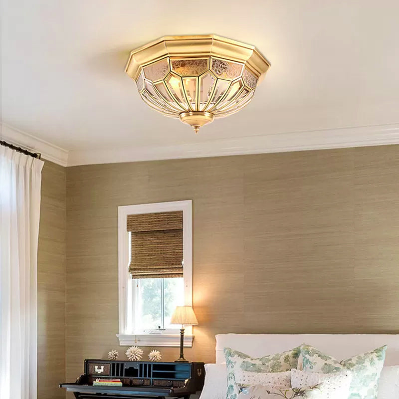 18"/21"/23.5" W Domed Shade Bedroom Flush Mount Lamp Classic Frosted Glass 3/4/6 Lights Gold Flush Light Fixture Clearhalo 'Ceiling Lights' 'Close To Ceiling Lights' 'Close to ceiling' 'Flush mount' Lighting' 2162586