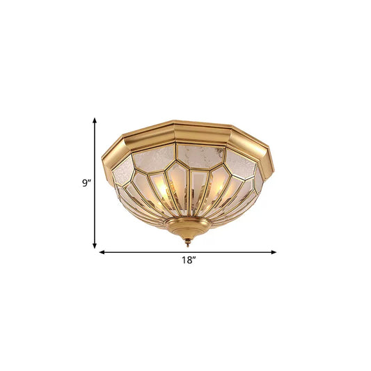 18"/21"/23.5" W Domed Shade Bedroom Flush Mount Lamp Classic Frosted Glass 3/4/6 Lights Gold Flush Light Fixture Clearhalo 'Ceiling Lights' 'Close To Ceiling Lights' 'Close to ceiling' 'Flush mount' Lighting' 2162588