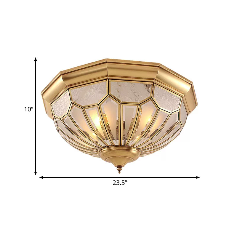 18"/21"/23.5" W Domed Shade Bedroom Flush Mount Lamp Classic Frosted Glass 3/4/6 Lights Gold Flush Light Fixture Clearhalo 'Ceiling Lights' 'Close To Ceiling Lights' 'Close to ceiling' 'Flush mount' Lighting' 2162590