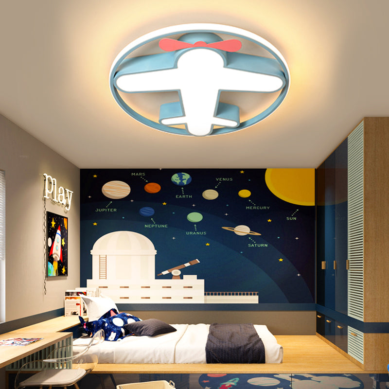 Contemporary LED Flushmount Light with Acrylic Shade Blue Plane Design Ceiling Mounted Light in Warm/White Light for Kids Blue Warm Clearhalo 'Ceiling Lights' 'Close To Ceiling Lights' 'Close to ceiling' 'Flush mount' Lighting' 216314