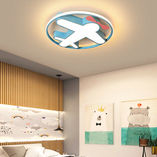 Contemporary LED Flushmount Light with Acrylic Shade Blue Plane Design Ceiling Mounted Light in Warm/White Light for Kids Clearhalo 'Ceiling Lights' 'Close To Ceiling Lights' 'Close to ceiling' 'Flush mount' Lighting' 216315
