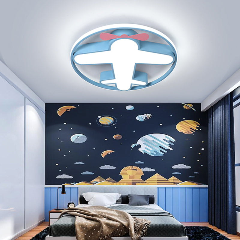 Contemporary LED Flushmount Light with Acrylic Shade Blue Plane Design Ceiling Mounted Light in Warm/White Light for Kids Blue White Clearhalo 'Ceiling Lights' 'Close To Ceiling Lights' 'Close to ceiling' 'Flush mount' Lighting' 216316