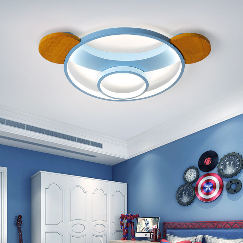 16"/19.5"W Bear Shaped Ceiling Light Fixture Kid Silicone LED Blue/Pink Flush Mount Lamp for Children Bedroom, Warm/White Light Blue Clearhalo 'Ceiling Lights' 'Close To Ceiling Lights' 'Close to ceiling' 'Flush mount' Lighting' 216319