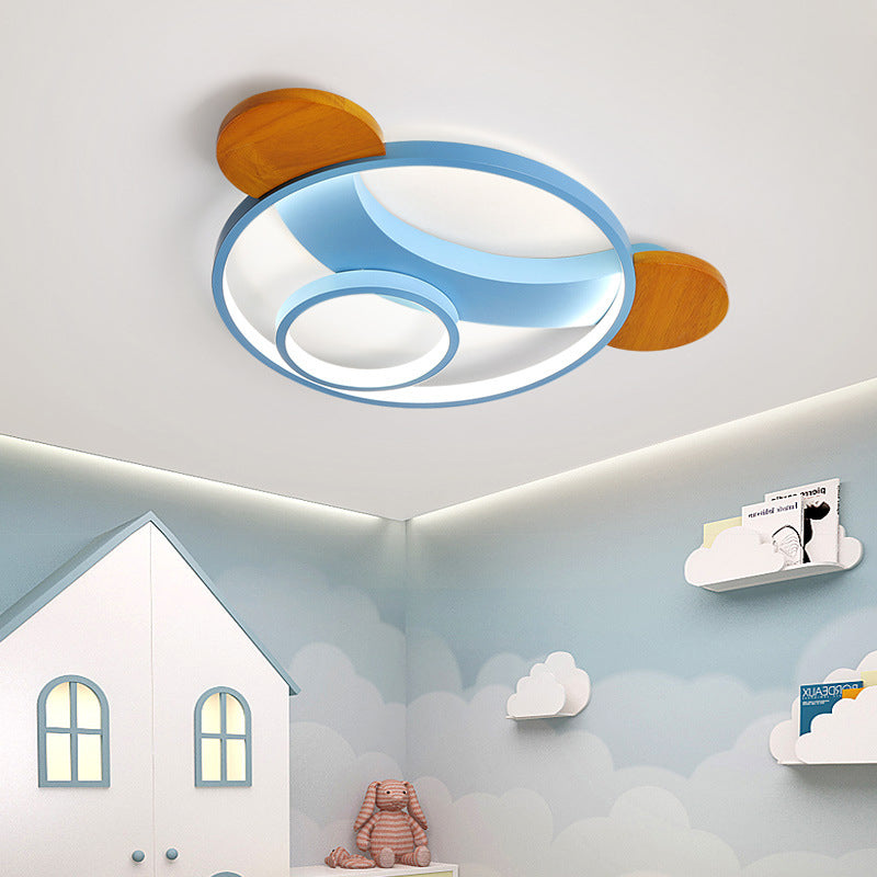 16"/19.5"W Bear Shaped Ceiling Light Fixture Kid Silicone LED Blue/Pink Flush Mount Lamp for Children Bedroom, Warm/White Light Clearhalo 'Ceiling Lights' 'Close To Ceiling Lights' 'Close to ceiling' 'Flush mount' Lighting' 216320