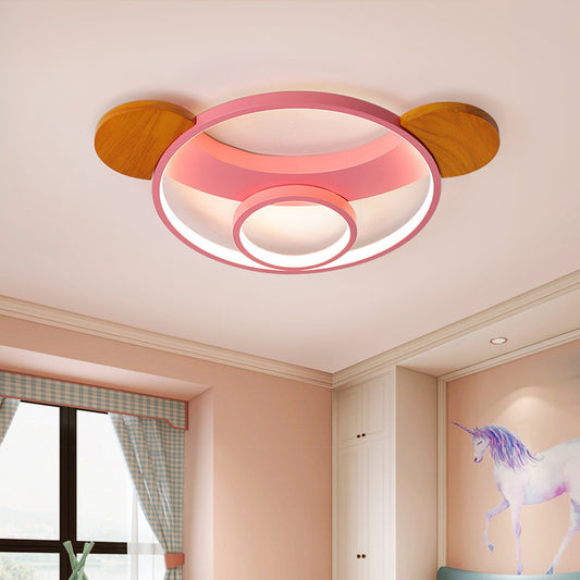 16"/19.5"W Bear Shaped Ceiling Light Fixture Kid Silicone LED Blue/Pink Flush Mount Lamp for Children Bedroom, Warm/White Light Clearhalo 'Ceiling Lights' 'Close To Ceiling Lights' 'Close to ceiling' 'Flush mount' Lighting' 216324