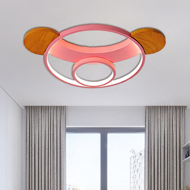 16"/19.5"W Bear Shaped Ceiling Light Fixture Kid Silicone LED Blue/Pink Flush Mount Lamp for Children Bedroom, Warm/White Light Clearhalo 'Ceiling Lights' 'Close To Ceiling Lights' 'Close to ceiling' 'Flush mount' Lighting' 216325