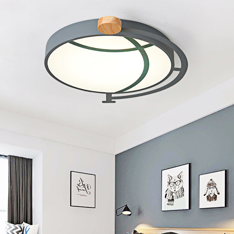 Cartoon Tellurion Design Flush Mount Lighting Acrylic LED Bedroom Flush Ceiling Light in Green/Gray Grey Clearhalo 'Ceiling Lights' 'Close To Ceiling Lights' 'Close to ceiling' 'Flush mount' Lighting' 216353