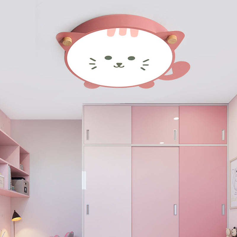 Kitten Acrylic Shade Ceiling Flush Mount Modernist Style LED Gray/Pink Flush Pendant Light for Children Room Clearhalo 'Ceiling Lights' 'Close To Ceiling Lights' 'Close to ceiling' 'Flush mount' Lighting' 216383