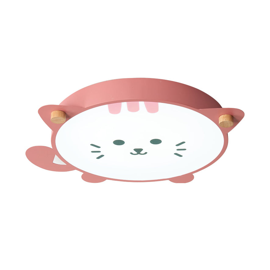 Kitten Acrylic Shade Ceiling Flush Mount Modernist Style LED Gray/Pink Flush Pendant Light for Children Room Clearhalo 'Ceiling Lights' 'Close To Ceiling Lights' 'Close to ceiling' 'Flush mount' Lighting' 216385