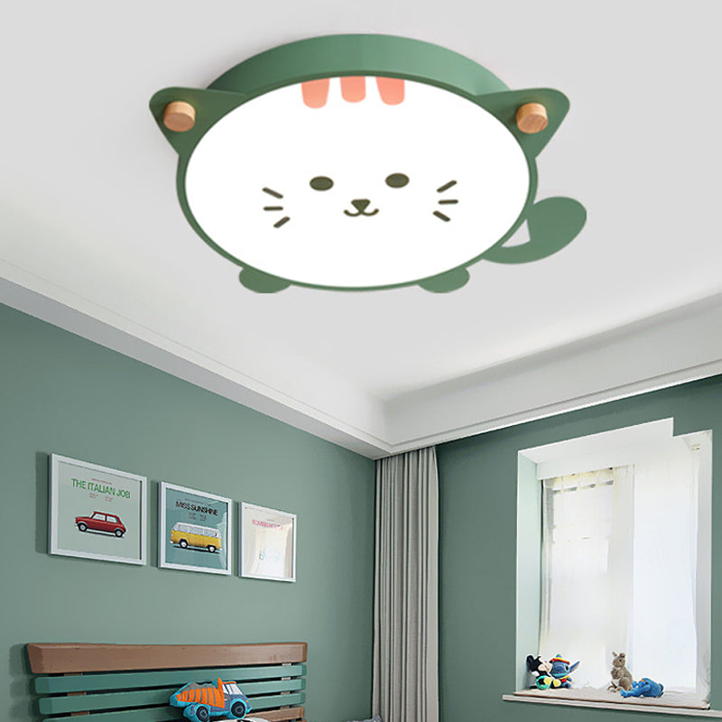 Kitten Acrylic Shade Ceiling Flush Mount Modernist Style LED Gray/Pink Flush Pendant Light for Children Room Clearhalo 'Ceiling Lights' 'Close To Ceiling Lights' 'Close to ceiling' 'Flush mount' Lighting' 216386