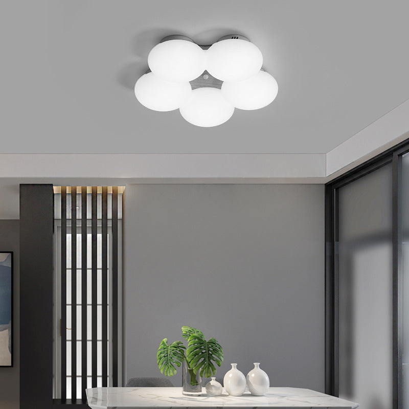 Acrylic Round Shade Flush Light Fixture Nordic LED White/Wood Finish Flushmount Light with Flower Design in Warm/White Light White Clearhalo 'Ceiling Lights' 'Close To Ceiling Lights' 'Close to ceiling' 'Flush mount' Lighting' 216402