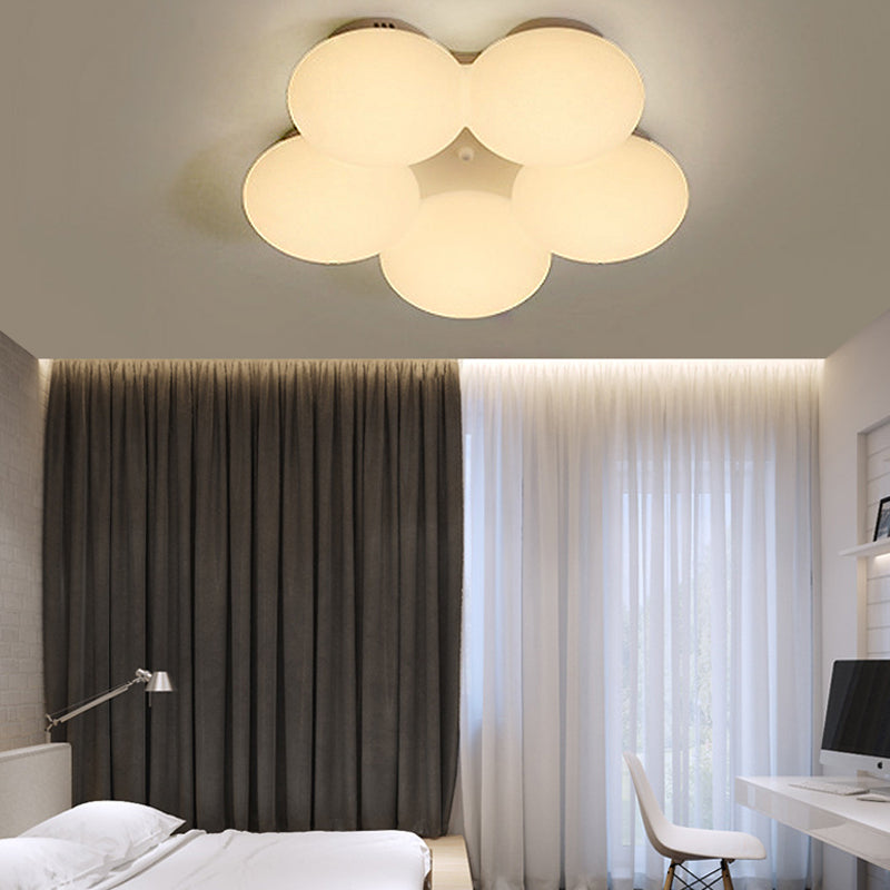 Acrylic Round Shade Flush Light Fixture Nordic LED White/Wood Finish Flushmount Light with Flower Design in Warm/White Light Clearhalo 'Ceiling Lights' 'Close To Ceiling Lights' 'Close to ceiling' 'Flush mount' Lighting' 216403