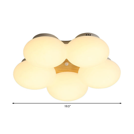 Acrylic Round Shade Flush Light Fixture Nordic LED White/Wood Finish Flushmount Light with Flower Design in Warm/White Light Clearhalo 'Ceiling Lights' 'Close To Ceiling Lights' 'Close to ceiling' 'Flush mount' Lighting' 216407