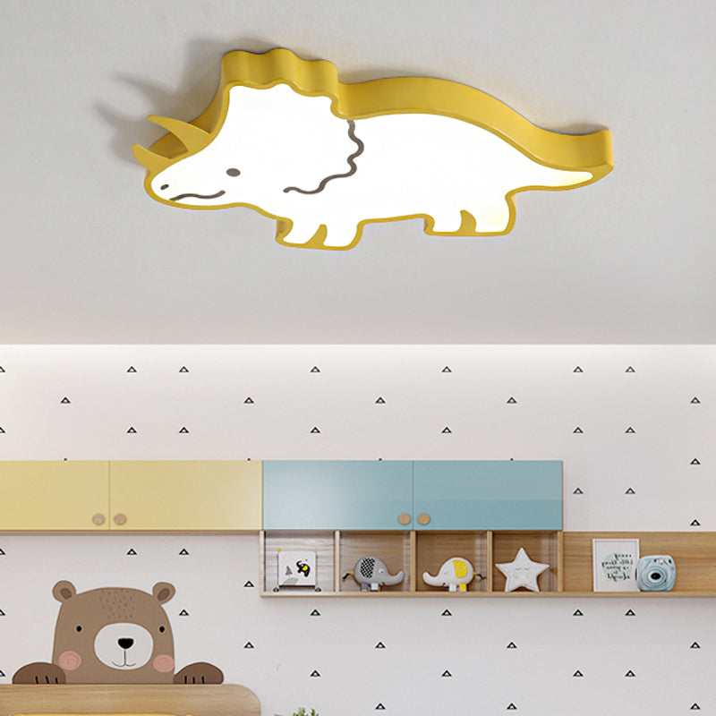 Yellow/White Dinosaur Design Flushmount Lighting Kids LED Acrylic Flush Pendant Light for Children Room, Warm/White Light Clearhalo 'Ceiling Lights' 'Close To Ceiling Lights' 'Close to ceiling' 'Flush mount' Lighting' 216460