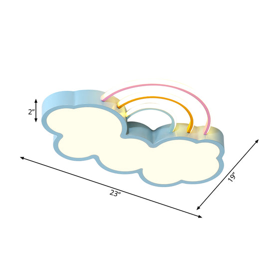 Kids LED Flush Mount Lamp with Acrylic Shade Blue Cloud and Rainbow Flush Mount Lighting in Warm/White Light, 13"/19" W Clearhalo 'Ceiling Lights' 'Close To Ceiling Lights' 'Close to ceiling' 'Flush mount' Lighting' 216495