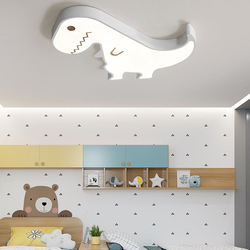 LED Bedroom Flush Mount Light with Dinosaur Acrylic Shade Cartoon Style Yellow/White Ceiling Lighting, Warm/White Light White Clearhalo 'Ceiling Lights' 'Close To Ceiling Lights' 'Close to ceiling' 'Flush mount' Lighting' 216508