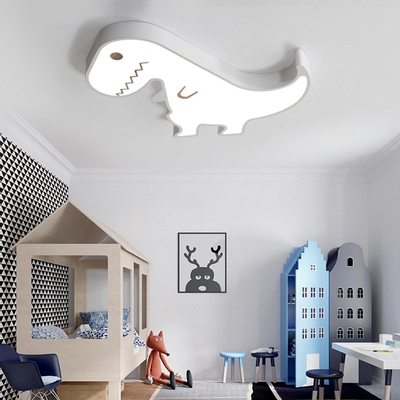 LED Bedroom Flush Mount Light with Dinosaur Acrylic Shade Cartoon Style Yellow/White Ceiling Lighting, Warm/White Light Clearhalo 'Ceiling Lights' 'Close To Ceiling Lights' 'Close to ceiling' 'Flush mount' Lighting' 216509