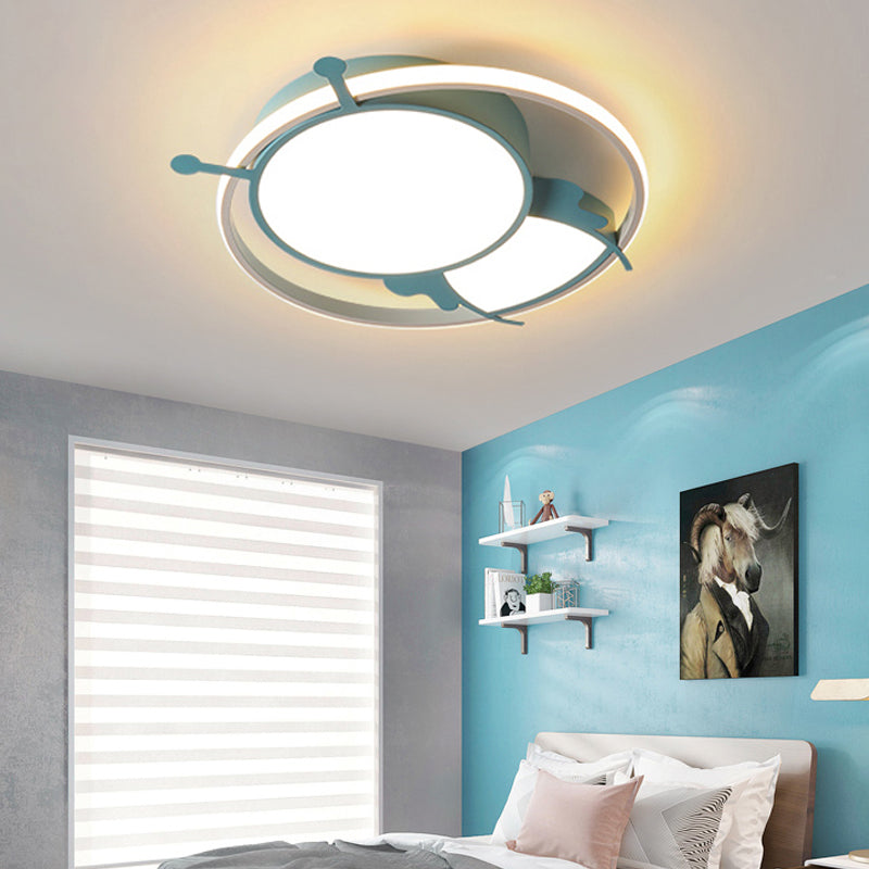 Metal Ring Flush Mount Lamp Kids LED Pink/Yellow Flush Pendant Light with Acrylic Bee Shade in Warm/White Light Clearhalo 'Ceiling Lights' 'Close To Ceiling Lights' 'Close to ceiling' 'Flush mount' Lighting' 216524