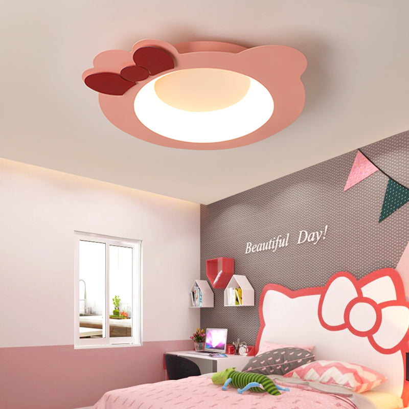 Cartoon Flush Mount Lighting Modernist Style Aluminum and Silicone LED Pink Ceiling Lamp in Warm/White Light Pink Clearhalo 'Ceiling Lights' 'Close To Ceiling Lights' 'Close to ceiling' 'Flush mount' Lighting' 216532