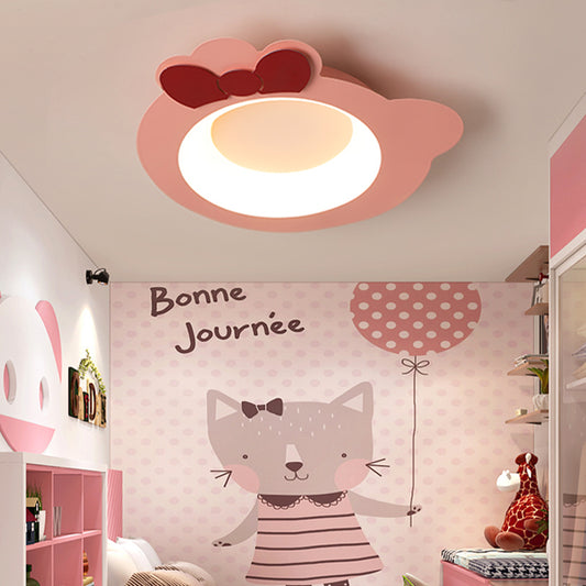 Cartoon Flush Mount Lighting Modernist Style Aluminum and Silicone LED Pink Ceiling Lamp in Warm/White Light Clearhalo 'Ceiling Lights' 'Close To Ceiling Lights' 'Close to ceiling' 'Flush mount' Lighting' 216533