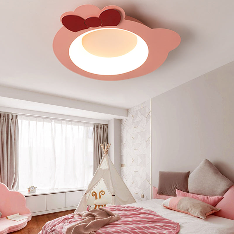 Cartoon Flush Mount Lighting Modernist Style Aluminum and Silicone LED Pink Ceiling Lamp in Warm/White Light Clearhalo 'Ceiling Lights' 'Close To Ceiling Lights' 'Close to ceiling' 'Flush mount' Lighting' 216534