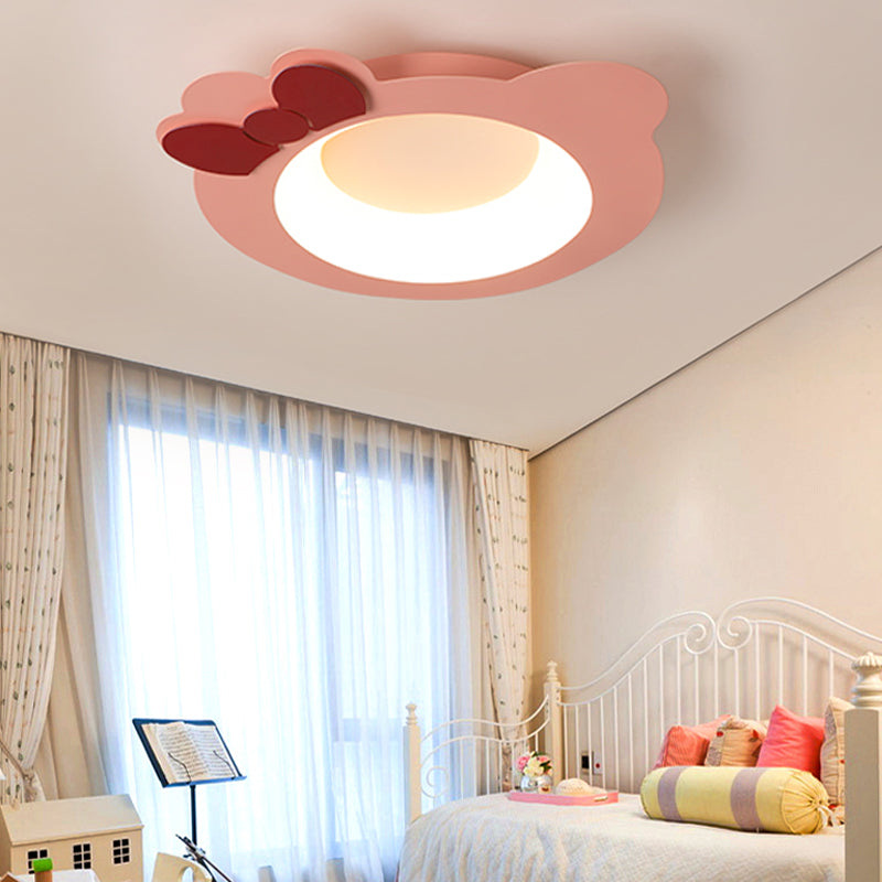 Cartoon Flush Mount Lighting Modernist Style Aluminum and Silicone LED Pink Ceiling Lamp in Warm/White Light Clearhalo 'Ceiling Lights' 'Close To Ceiling Lights' 'Close to ceiling' 'Flush mount' Lighting' 216535