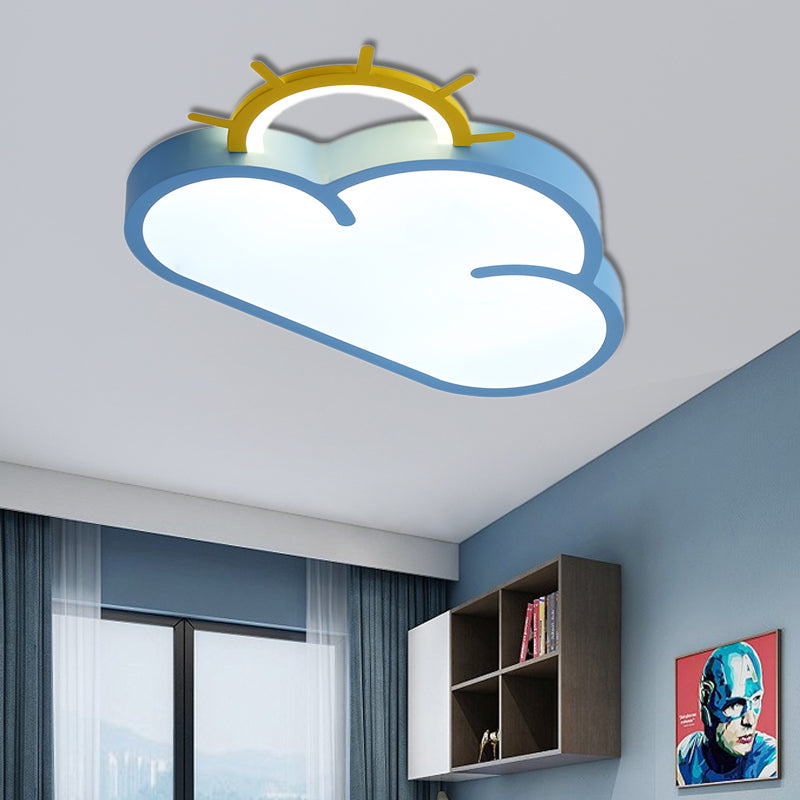 Cloud Shade Children Room Flush Mount Fixture Acrylic LED Cartoon Style Blue/Pink Ceiling Light in Warm/White Light Clearhalo 'Ceiling Lights' 'Close To Ceiling Lights' 'Close to ceiling' 'Flush mount' Lighting' 216555