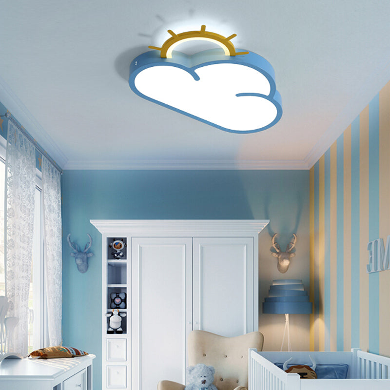 Cloud Shade Children Room Flush Mount Fixture Acrylic LED Cartoon Style Blue/Pink Ceiling Light in Warm/White Light Clearhalo 'Ceiling Lights' 'Close To Ceiling Lights' 'Close to ceiling' 'Flush mount' Lighting' 216556