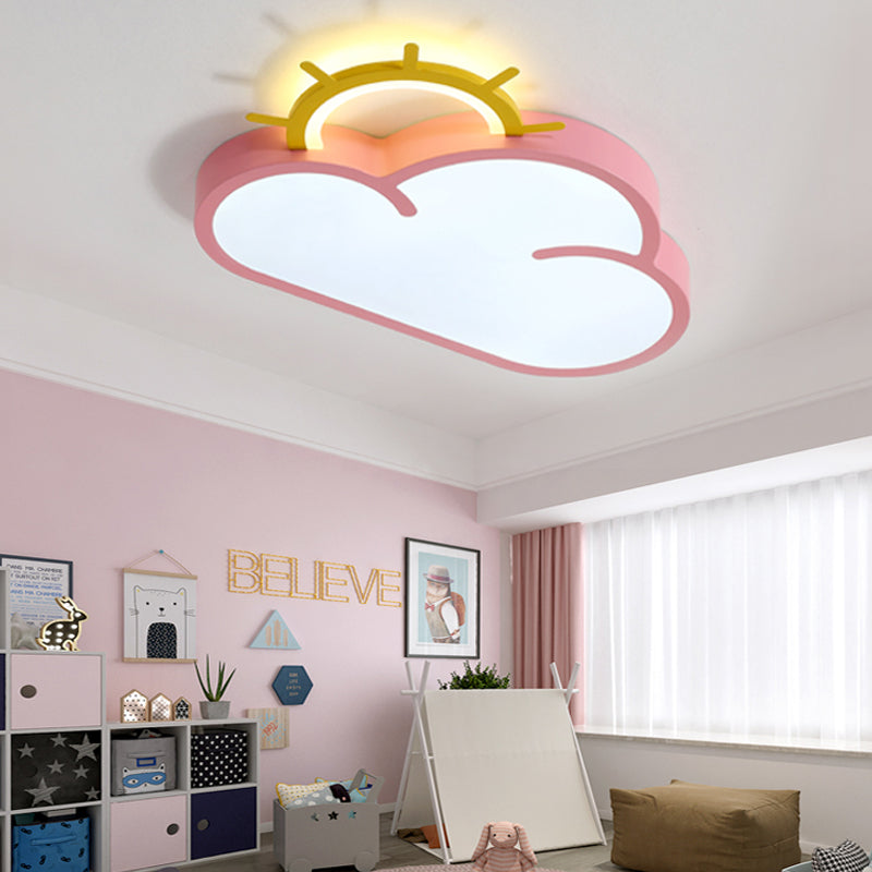 Cloud Shade Children Room Flush Mount Fixture Acrylic LED Cartoon Style Blue/Pink Ceiling Light in Warm/White Light Clearhalo 'Ceiling Lights' 'Close To Ceiling Lights' 'Close to ceiling' 'Flush mount' Lighting' 216560