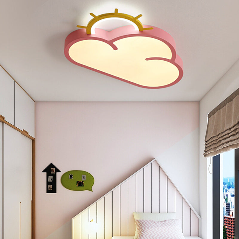 Cloud Shade Children Room Flush Mount Fixture Acrylic LED Cartoon Style Blue/Pink Ceiling Light in Warm/White Light Clearhalo 'Ceiling Lights' 'Close To Ceiling Lights' 'Close to ceiling' 'Flush mount' Lighting' 216561