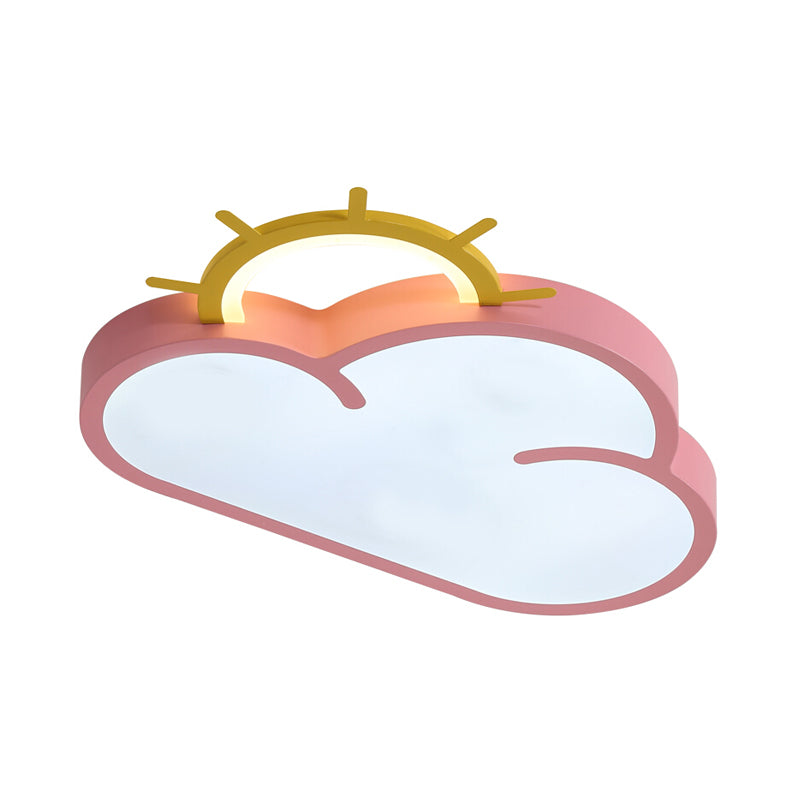 Cloud Shade Children Room Flush Mount Fixture Acrylic LED Cartoon Style Blue/Pink Ceiling Light in Warm/White Light Clearhalo 'Ceiling Lights' 'Close To Ceiling Lights' 'Close to ceiling' 'Flush mount' Lighting' 216562