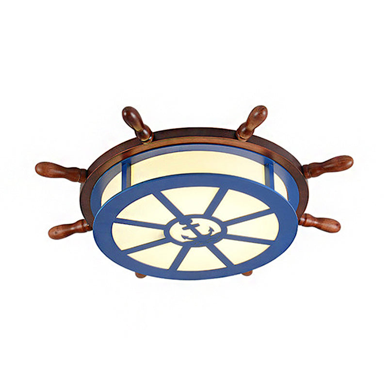 Contemporary Rudder Flushmount Lighting Acrylic and Wood LED Children Room Blue Ceiling Light, Warm/White Light Clearhalo 'Ceiling Lights' 'Close To Ceiling Lights' 'Close to ceiling' 'Flush mount' Lighting' 216566