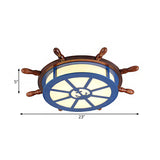 Contemporary Rudder Flushmount Lighting Acrylic and Wood LED Children Room Blue Ceiling Light, Warm/White Light Clearhalo 'Ceiling Lights' 'Close To Ceiling Lights' 'Close to ceiling' 'Flush mount' Lighting' 216567