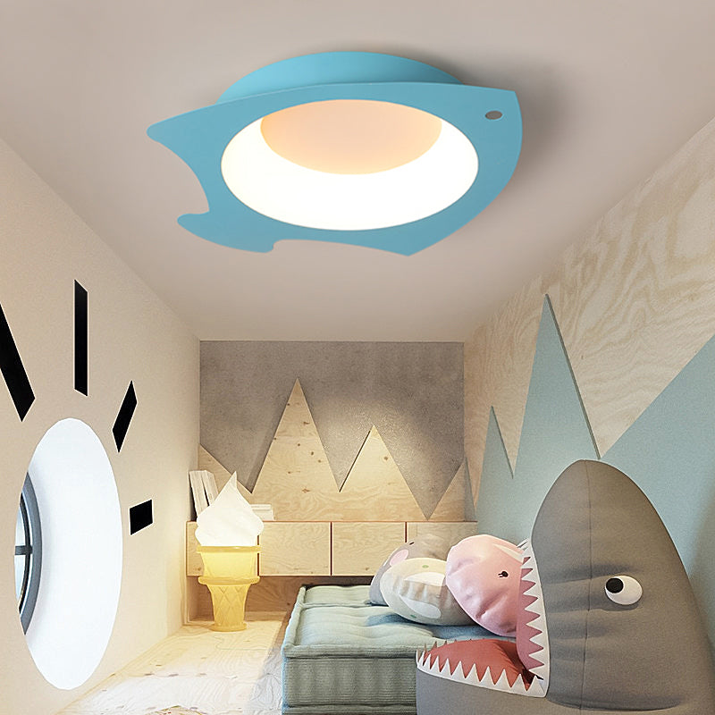 Blue Fish Shaped Flushmount Lamp Cartoon LED Silicone Ceiling Mounted Light for Children Room Blue Clearhalo 'Ceiling Lights' 'Close To Ceiling Lights' 'Close to ceiling' 'Flush mount' Lighting' 216575