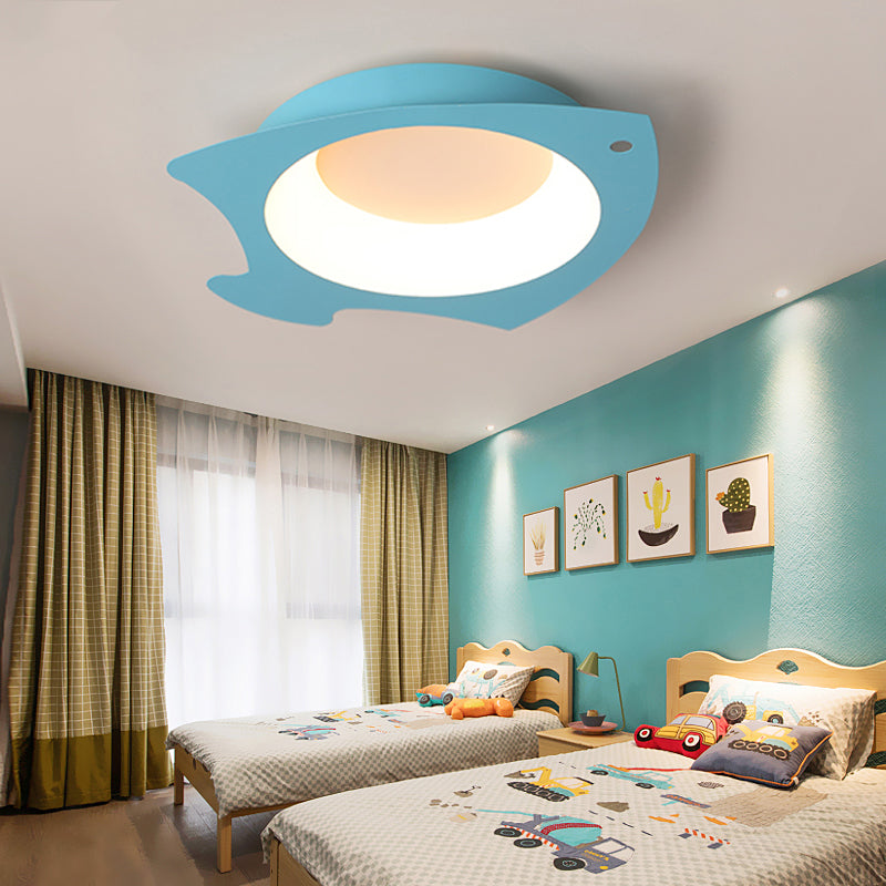 Blue Fish Shaped Flushmount Lamp Cartoon LED Silicone Ceiling Mounted Light for Children Room Clearhalo 'Ceiling Lights' 'Close To Ceiling Lights' 'Close to ceiling' 'Flush mount' Lighting' 216576