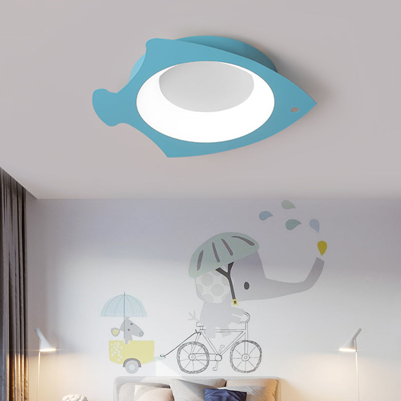 Blue Fish Shaped Flushmount Lamp Cartoon LED Silicone Ceiling Mounted Light for Children Room Clearhalo 'Ceiling Lights' 'Close To Ceiling Lights' 'Close to ceiling' 'Flush mount' Lighting' 216577