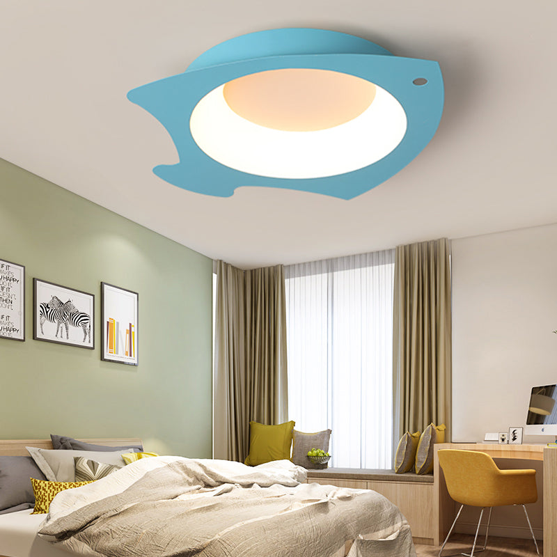 Blue Fish Shaped Flushmount Lamp Cartoon LED Silicone Ceiling Mounted Light for Children Room Clearhalo 'Ceiling Lights' 'Close To Ceiling Lights' 'Close to ceiling' 'Flush mount' Lighting' 216578