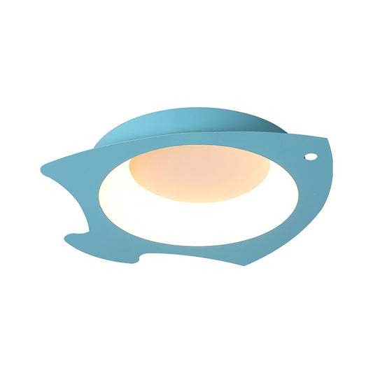 Blue Fish Shaped Flushmount Lamp Cartoon LED Silicone Ceiling Mounted Light for Children Room Clearhalo 'Ceiling Lights' 'Close To Ceiling Lights' 'Close to ceiling' 'Flush mount' Lighting' 216579