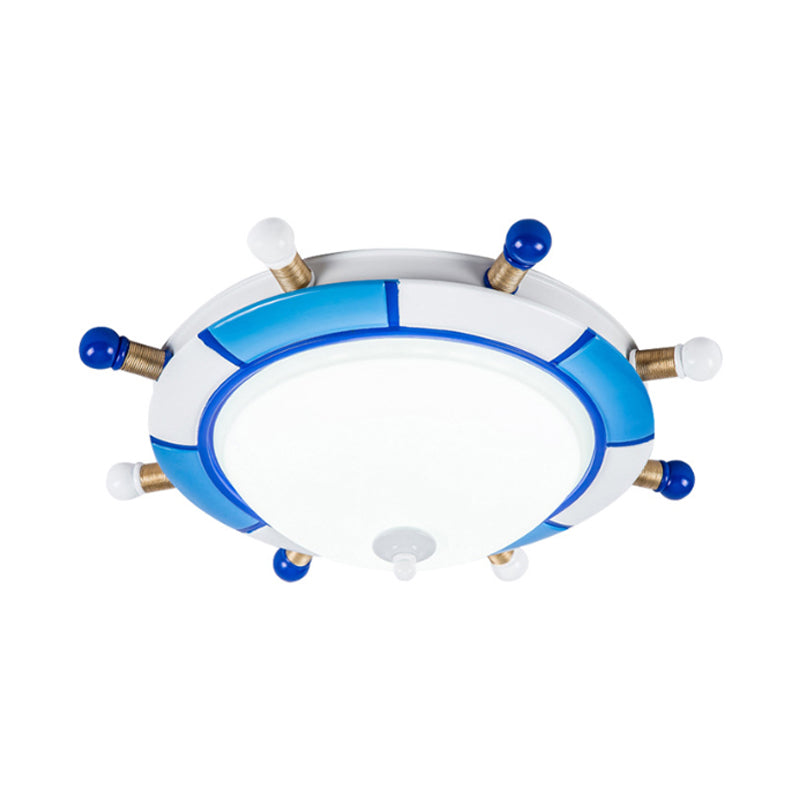 Rudder Ceiling Flush Mount Cartoon Style Resin LED Blue Flush Pendant Light with Frosted Glass Shade Clearhalo 'Ceiling Lights' 'Close To Ceiling Lights' 'Close to ceiling' 'Flush mount' Lighting' 216583