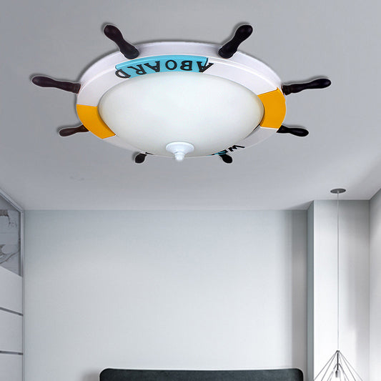 LED Living Room Flush Ceiling Light with Rudder Acrylic Shade Nautical Style White Flush Mount Lighting White Clearhalo 'Ceiling Lights' 'Close To Ceiling Lights' 'Close to ceiling' 'Flush mount' Lighting' 216589