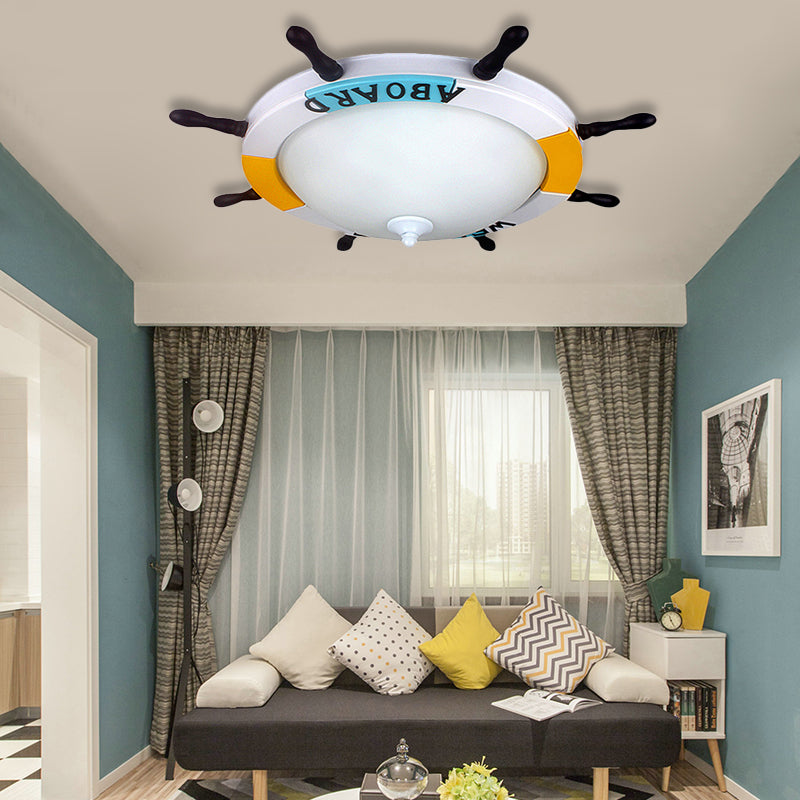 LED Living Room Flush Ceiling Light with Rudder Acrylic Shade Nautical Style White Flush Mount Lighting Clearhalo 'Ceiling Lights' 'Close To Ceiling Lights' 'Close to ceiling' 'Flush mount' Lighting' 216591