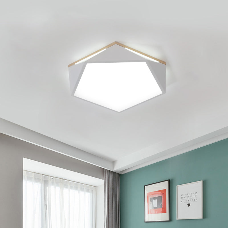 Pentagon Flush Mount Macaron Acrylic White/Blue/Green LED Flush Mount Lamp in White/Warm/Natural Light, 12.5"/16.5"/20.5" Wide Clearhalo 'Ceiling Lights' 'Close To Ceiling Lights' 'Close to ceiling' 'Flush mount' Lighting' 216595