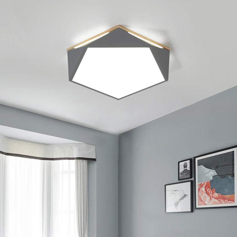 Pentagon Flush Mount Macaron Acrylic White/Blue/Green LED Flush Mount Lamp in White/Warm/Natural Light, 12.5"/16.5"/20.5" Wide Clearhalo 'Ceiling Lights' 'Close To Ceiling Lights' 'Close to ceiling' 'Flush mount' Lighting' 216602