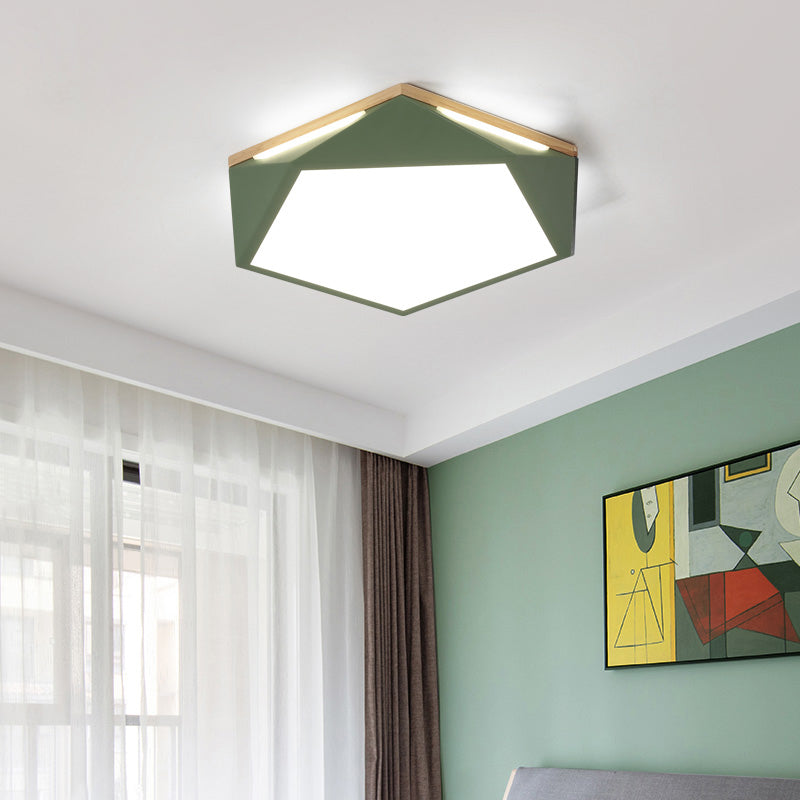 Pentagon Flush Mount Macaron Acrylic White/Blue/Green LED Flush Mount Lamp in White/Warm/Natural Light, 12.5"/16.5"/20.5" Wide Clearhalo 'Ceiling Lights' 'Close To Ceiling Lights' 'Close to ceiling' 'Flush mount' Lighting' 216608