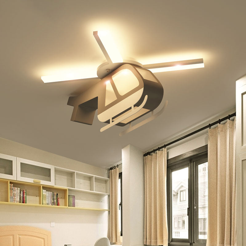 Helicopter Shape Flushmount Light Kids Acrylic and Metal LED White Ceiling Lamp for Children Room, Warm/White Light White Warm Clearhalo 'Ceiling Lights' 'Close To Ceiling Lights' 'Close to ceiling' 'Flush mount' Lighting' 216614