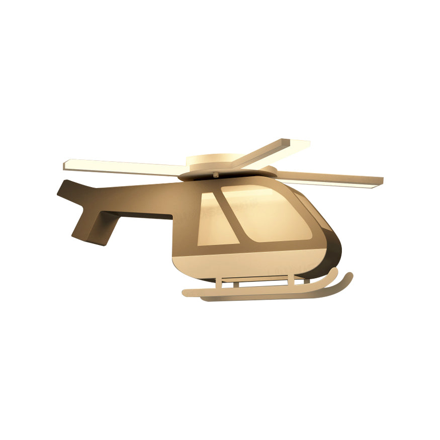 Helicopter Shape Flushmount Light Kids Acrylic and Metal LED White Ceiling Lamp for Children Room, Warm/White Light Clearhalo 'Ceiling Lights' 'Close To Ceiling Lights' 'Close to ceiling' 'Flush mount' Lighting' 216616